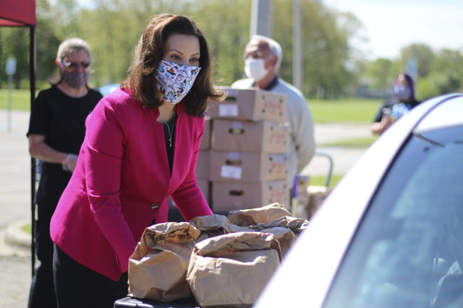 gretchen whitmer at food drive
