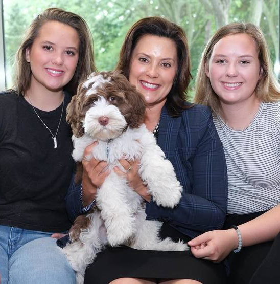 gretchen whitmer with daughters and dog