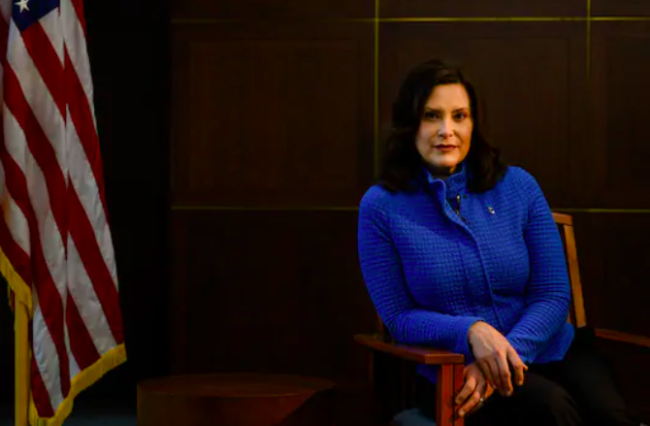 gretchen whitmer portrait in chair